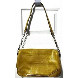 Anne Klein Yellow Shoulder Bag Purse Medium Chain and Strap